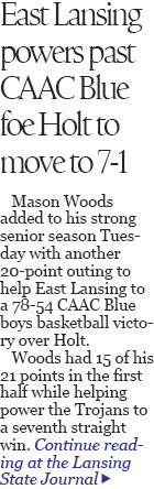 Mason Woods flourishing in return to court for surging East Lansing boys basketball 