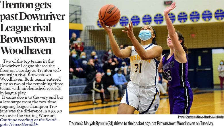 Trenton girls’ basketball gets by Woodhaven in key DRL battle