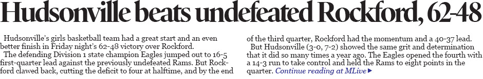 Hudsonville basketball beats undefeated Rockford with 25-point fourth quarter 