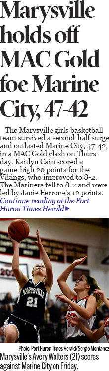 Marysville girls basketball fends off Marine City, 47-42, in MAC Gold showdown 