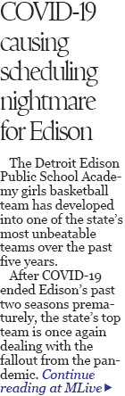 COVID-19 causes scheduling nightmare for top-ranked Detroit Edison girls basketball 