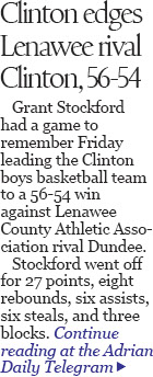 Clinton boys basketball defeats Dundee in LCAA matchup 