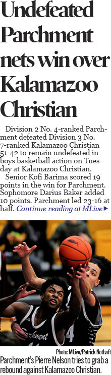 Parchment stays unbeaten, tops Kalamazoo Christian in state-ranked boys hoops battle 