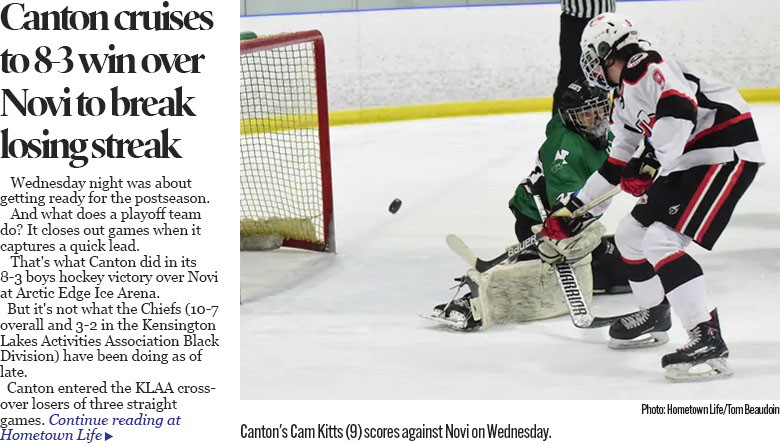 'We've got to get rolling:' Canton hockey begins preparation for playoffs by beating Novi 