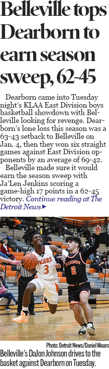 Belleville defeats Dearborn 62-45 to earn season sweep