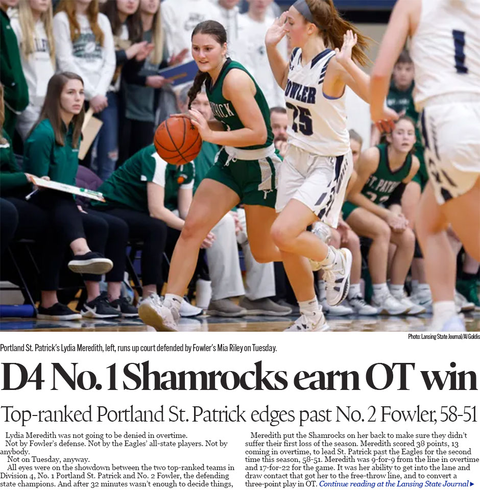 Lydia Meredith wills Portland St. Patrick past Fowler once again in matchup of state's best 