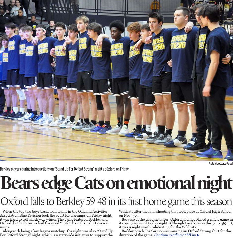 Berkley boys basketball win emotional game as Oxford plays at home for the first time 