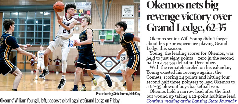 Will Young leads Okemos boys basketball in big revenge win over Grand Ledge 