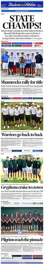 June 12, 2022 StudentandAthlete.org front page: Michigan high school athletic association boys golf finals