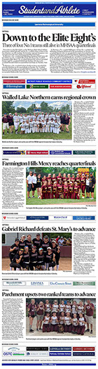 June 12, 2022 StudentandAthlete.org front page: Michigan high school athletic association softball playoffs