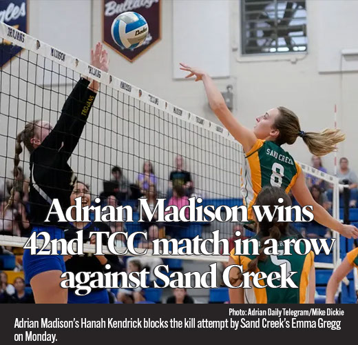 Madison volleyball wins 42nd TCC match in a row against Sand Creek 