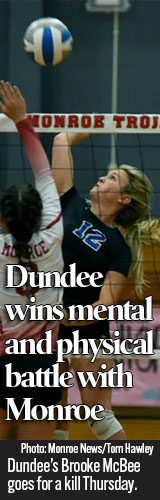 Dundee volleyball wins mental and physical battle with Monroe 