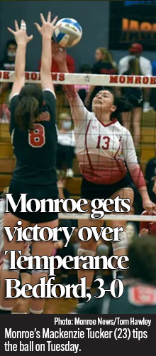 Monroe volleyball rediscovers its energy to sweep Bedford 