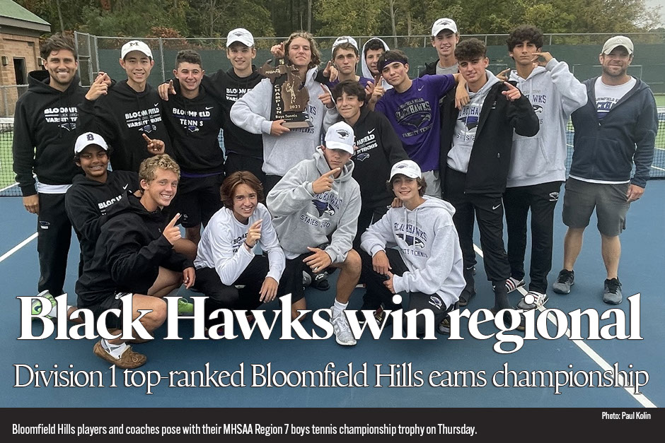 Boys tennis: Bloomfield Hills wins MHSAA regional championship.