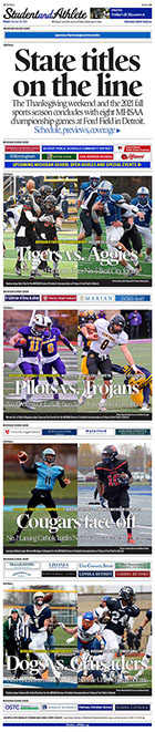 November 26, 2021 StudentandAthlete.org front page -- football finals