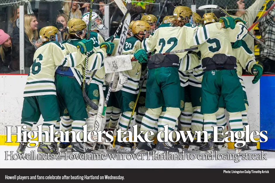'It doesn't feel real': Howell ends hockey losing skid to Hartland in OT 