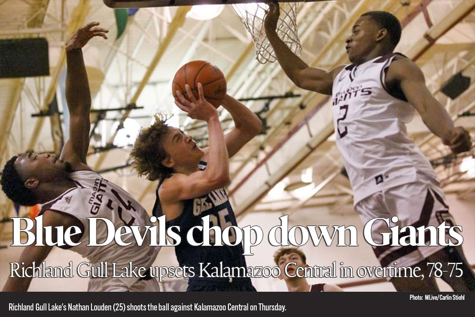 Tyler Corstange’s 33 points lead Gull Lake boys hoops to historic road win over Kalamazoo Central 