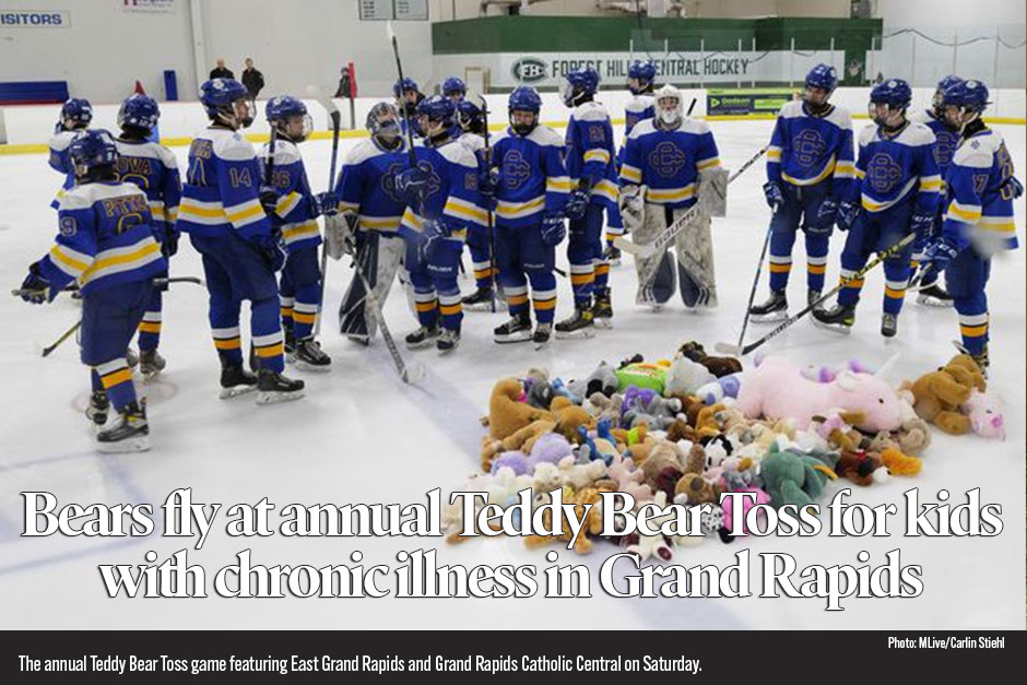 Bears fly at annual Teddy Bear Toss for children with chronic illness in Grand Rapids 