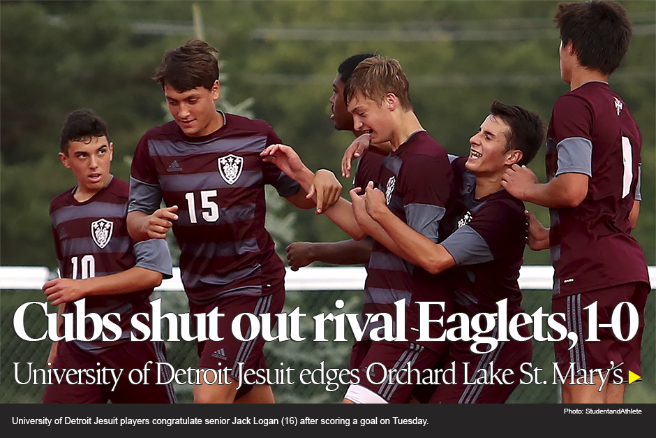 University of Detroit Jesuit beats Orchard Lake St. Mary’s Preparatory 1-0 in Michigan high school boys soccer action on Tuesday, August 29, 201