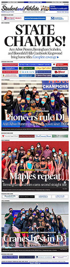 January 17, 2021 front page -- StudentandAthlete.org -- Girls swimming 