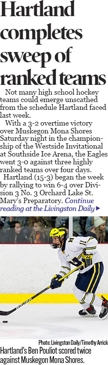 Hartland completes sweep of ranked hockey teams with shorthanded goal in overtime 