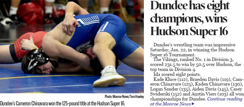 Dundee has eight champs, wins Hudson Super 16