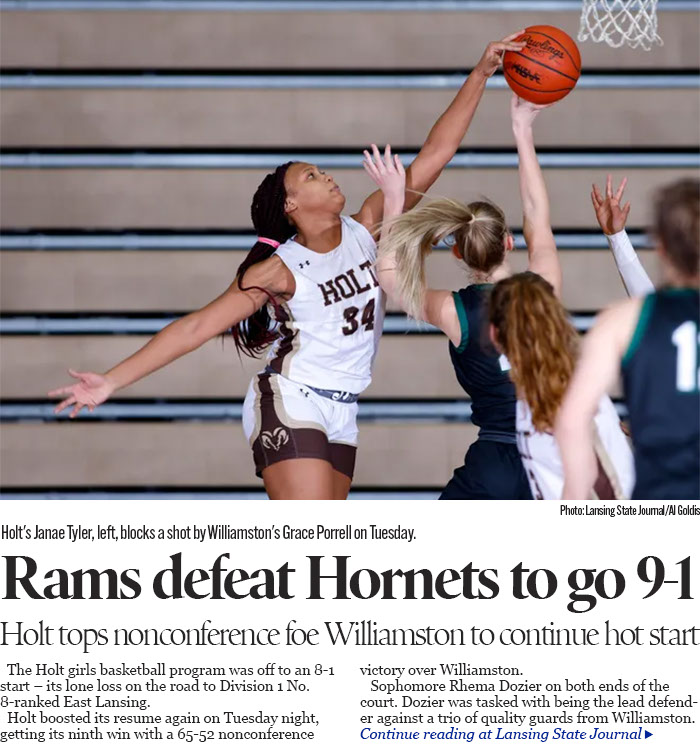 Hot start for Holt girls basketball continues with victory over Williamston 