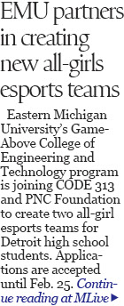 EMU partners in creating new, all-girls eSports teams in Michigan 