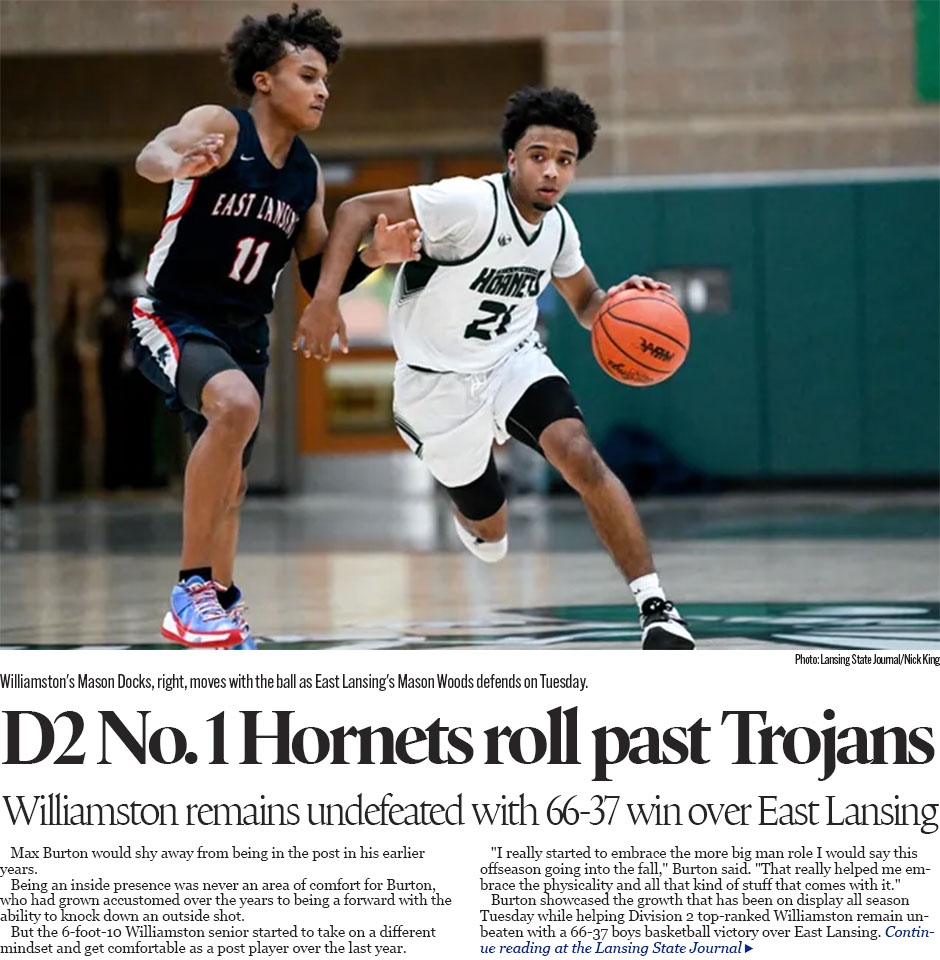Now embracing life in the post, Max Burton soaring for top-ranked Williamston boys basketball 