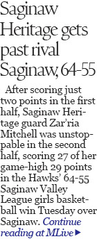 Zar’ria Mitchell’s first-half cloud brings deluge of second-half points in Heritage win 