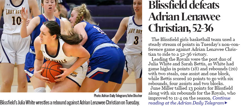 Blissfield girls basketball takes care of Lenawee Christian 