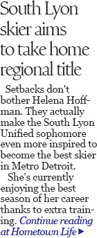 This South Lyon Unified girls skier is hoping to win a Division 1 regional title 
