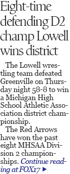 8-time defending state champion Lowell wins team districts 