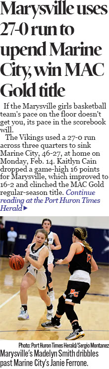 Marysville girls basketball uses 27-0 run to upend Marine City, win MAC Gold title