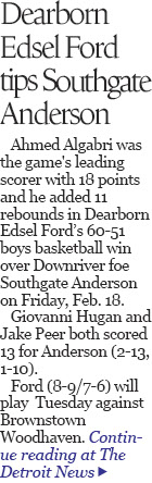 Edsel Ford hits 'clutch free throws' to down Southgate, 60-51