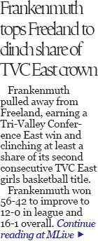 Frankenmuth clinches share of TVC East crown