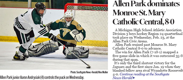 Allen Park hockey dominates Monroe SMCC in postseason opener