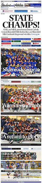 March 28, 2021 boys hockey front page -- StudentandAthlete.org 