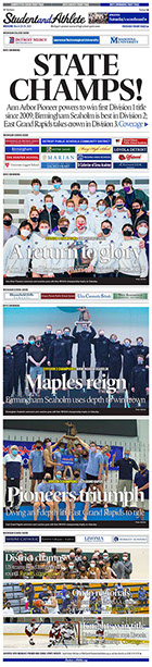 March 28, 2021 boys swimming front page -- StudentandAthlete.org 