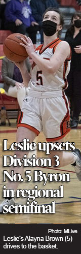 Freshman’s career night lifts Leslie girls to regional upset win over shorthanded Byron 