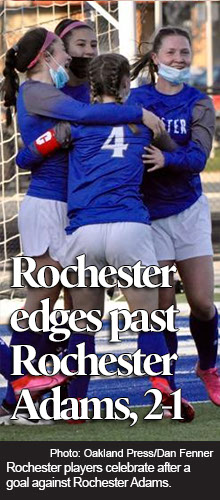 Rochester withstands Adams' second-half comeback bid for 2-1 victory 