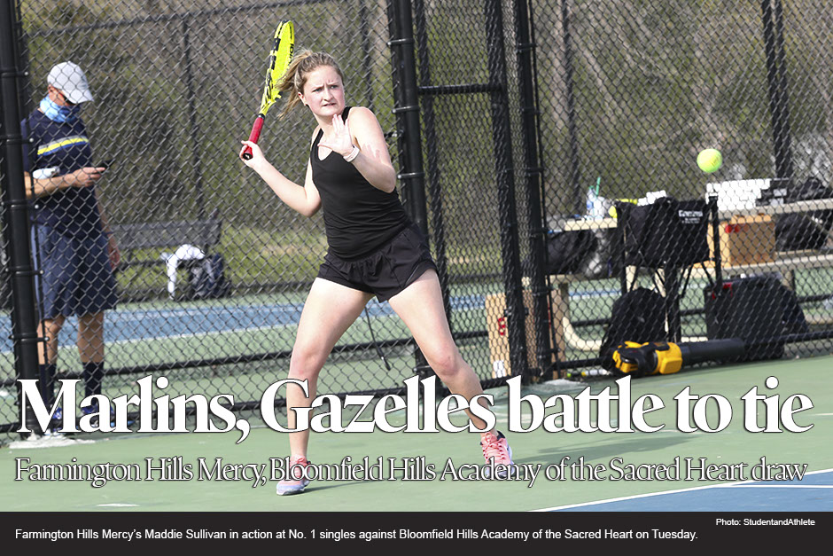 Girls tennis: Bloomfield Hills Academy of the Sacred Heart draws with Farmington Hills Mercy on Tuesday, April 27, 2021.