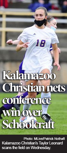 Taylor Leonard hat trick leads Kalamazoo Christian to key conference win over Schoolcraft 