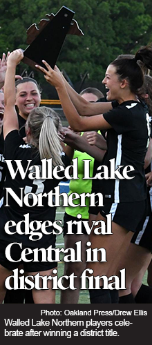 Walled Lake Northern soccer beats rival Walled Lake Central, 1-0, for D1 district title 
