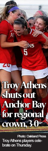 Casey Gruber's two goals spark Troy Athens to victory over Anchor Bay and regional soccer title 