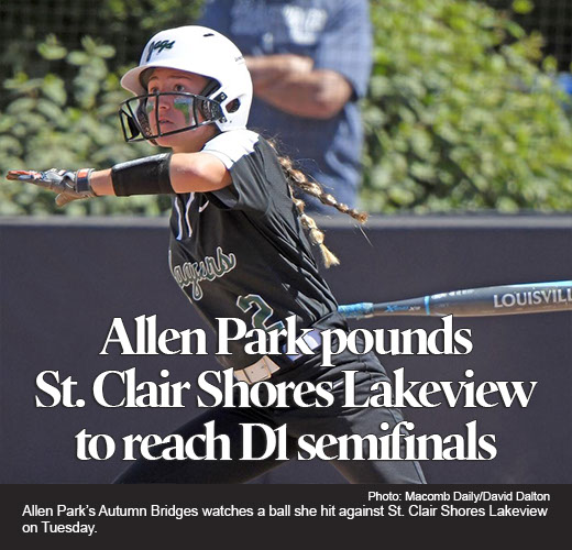 Potent bats help Allen Park defeat Lakeview in Division 1 quarterfinal softball game 