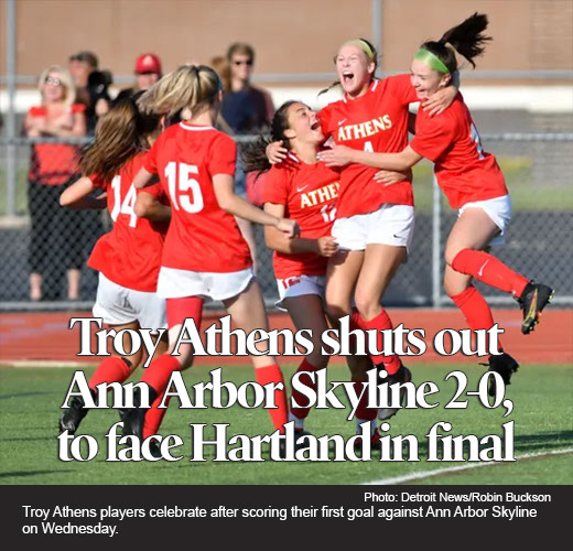 Division 1 state girls soccer semifinals: Athens blanks Skyline 2-0, to face Hartland 