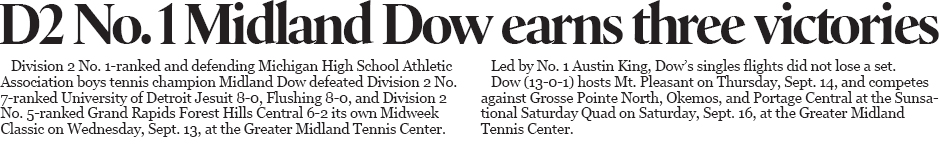 Michigan High School Boys Tennis: Midland Dow wins Midweek Classic on Sept. 13, 2023.