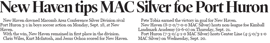 Michigan High School Boys Soccer: New Haven beats Port Huron 3-1 on Sept. 18, 2023.