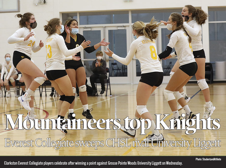        Clarkston Everest Collegiate swept past Catholic High School League Intersectional Division volleyball rival Grosse Pointe Woods Univers 